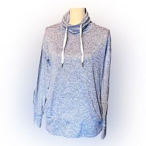 Cowl-Neck Mélange Tunic Sweater Gray